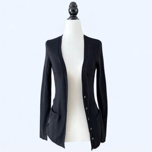 Vintage Banana Republic Womens Black Silk Old Money Prep Preppy Cardigan Small